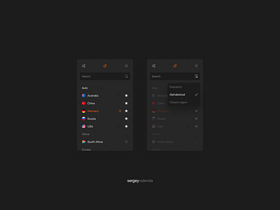 Avast SecureLine VPN / Select Country app application avast clean design desktop app digital product design dpd macos security ui user experience user interface ux vpn