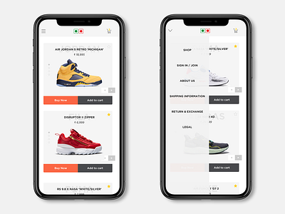 Veg Non Veg sneaker store app mockup apple design iphone 10 mobile mobile app mobile app design shoes sneakers ui xd