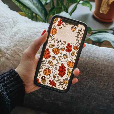 Fall Phone Wallpaper autumn background color drawing fall icons inspired iphone leaves phone pumpkins wallpaper