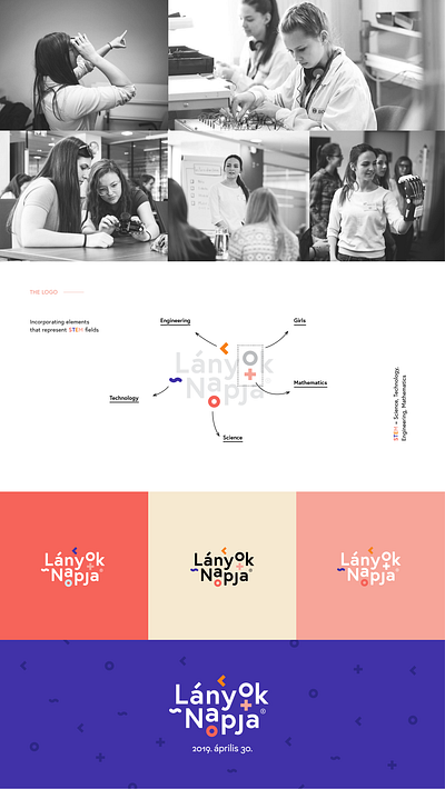 Girls' Day event branding brand branding engineering event geometric geometry girl icons identity learning logo logo design math mathematics school science stem teaching tech technology