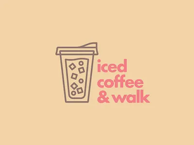 Iced Coffee & Walk 02 badge branding coffee iced coffee icon illustration mental health minimal personal branding self care self promo thick lines typography