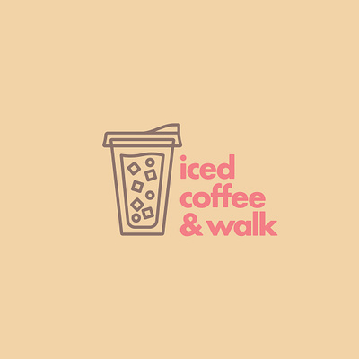 Iced Coffee & Walk 02 badge branding coffee iced coffee icon illustration mental health minimal personal branding self care self promo thick lines typography