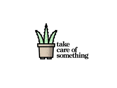 Take Care of Something 07 aloe aloe plant aloe vera badge branding icon illustration mental health minimal minimalist nature personal branding personal project self care self promo simple thick lines typography