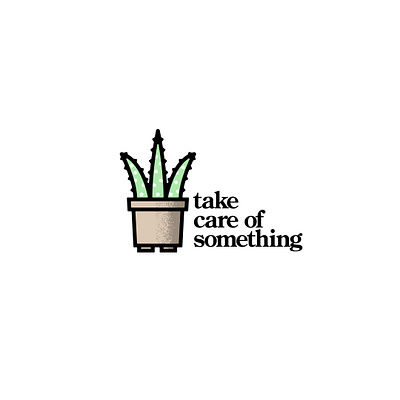 Take Care of Something 07 aloe aloe plant aloe vera badge branding icon illustration mental health minimal minimalist nature personal branding personal project self care self promo simple thick lines typography