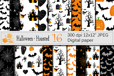 Halloween Digital Paper with Haunted House backgrounds digital papers halloween halloween digital paper halloween digital paper