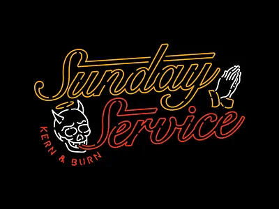 Sunday Service branding burn identity illustration kern lettering mark neon type typography
