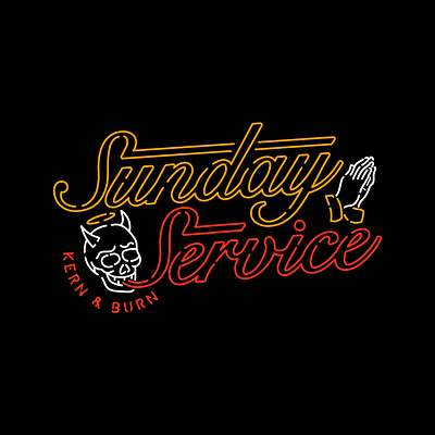 Sunday Service branding burn identity illustration kern lettering mark neon type typography