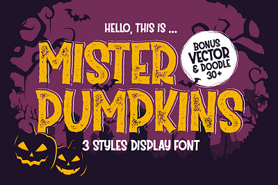 Mister Pumpkins display font halloween halloween digital paper halloween doodle horror art illustration pumpkins zombie