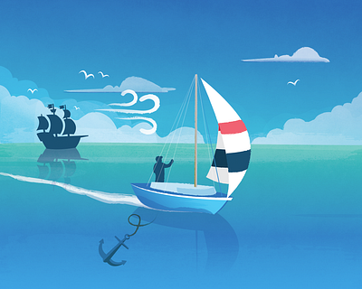 The Sailboat Experiment anchor aquatic boat cx illustration pirates sailboat ship user testing ux vector water