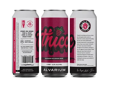 Thicc Raspberry Can beer beer branding beer can beer label craftbeer handlettering ipa packaging design raspberry typogaphy