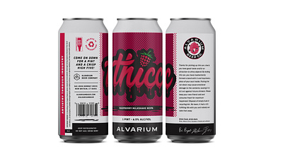 Thicc Raspberry Can beer beer branding beer can beer label craftbeer handlettering ipa packaging design raspberry typogaphy