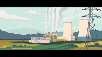 Power Plant electric iilustration illustration iran landscape power power plant steam vector vector illustration