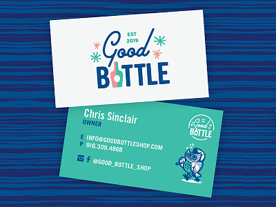 Good Bottle identity branding business card identity design logo mascot mid century owl retro