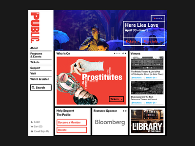 The Public Theater Website theater typogaphy ui ux web design