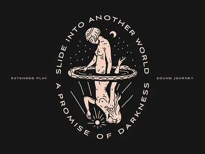 Slide Into Another World brooklyn dark design illustration linework moon nevada nyc ouroboros sun women