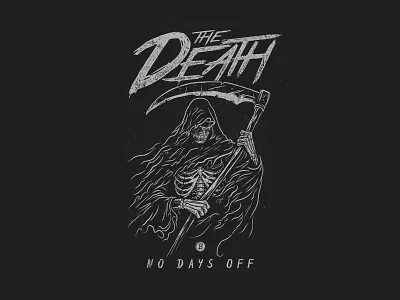 The Death akhzart apparel design badge design band merch black work clothing design dark art death death angel deathcore gig poster graphic design grim reaper hardcore heavy metal illustration macabre shinigami skeleton skull