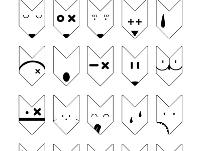 OSH - poster for wooden faces animal black and white branding cat cute design emoji faces fashion fox icon illustration minimal pattern poster print promo ui vector visual identity
