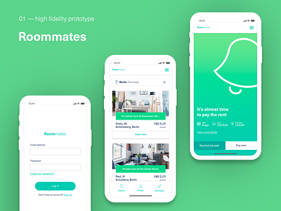 roommates app design graphic design notification rent roommate ui