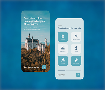 Explore Germany app app design application blue design holiday travel ui ux vacation