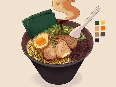 spooky ramen character clean color drawing experiment icons illustration inspiration playful procreate progress simple sketch style warm wip