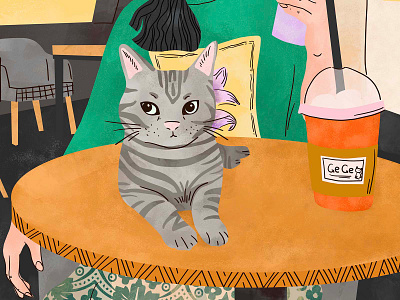 「Gege」 means princess👸 cat character characterdesign coffee shop freetime graphic illustration vintage