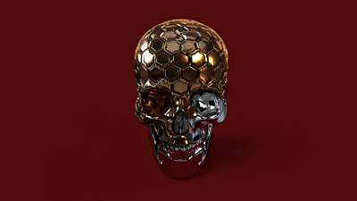 3D skullpture 3d 3d art 3d artist abstract metallic photorealism skull skull art