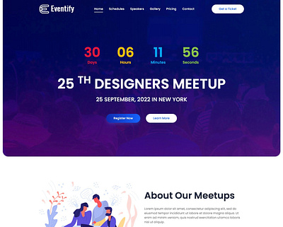 Event and Conference Landing Page - Eventify bootstrap bootstrap 4 conference design event free freebie html html5 illustration landing page meetup schedule seminar template templates theme ui