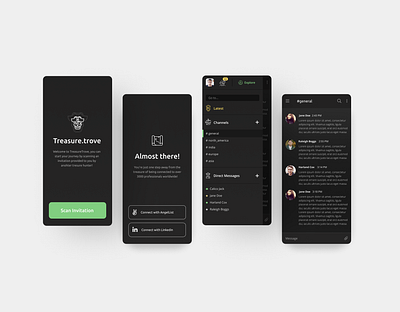 Professional Networking App Concept concept dark mode design figma minimal mobile mobile app pirates