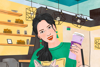 Have a tea? art character coffee shop design drawing girl graphic illustration vintage