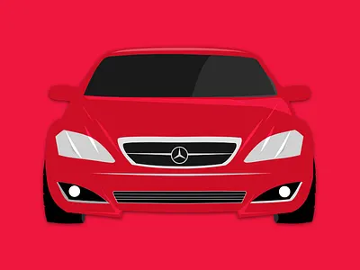 Red Mercedes adobe album cover amine car design illustration poster ui vector