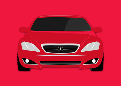 Red Mercedes adobe album cover amine car design illustration poster ui vector