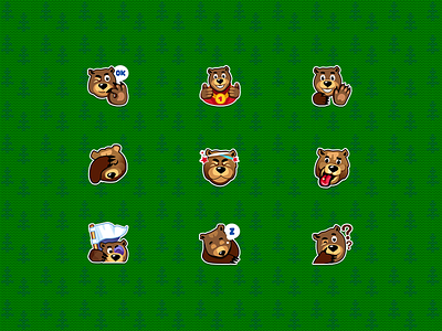 game stickers bear champion character characterdesign design game give up icon illustration nice sleep stickers