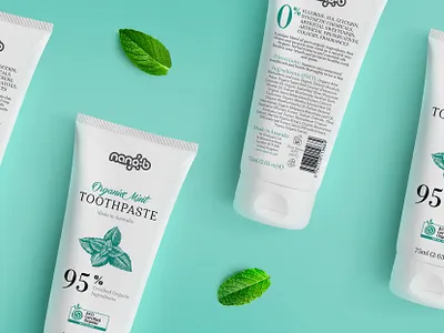Toothpaste label for Nano-b 99design 99designs cosmetics green illustration label leaf mint toothpaste typography