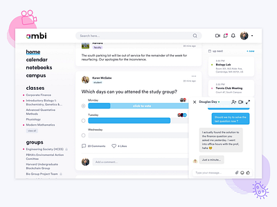 Ambi: Chat UI app chat class college design desktop education icons illustration messaging motion productdesign school student ui unversity ux web