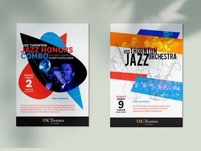 USC Thornton Jazz Concert Posters color concert concert flyer concert poster concerts design graphic design illustration jazz marketing design music orchestra poster print shape elements shapes sketch trumpet typography usc thornton