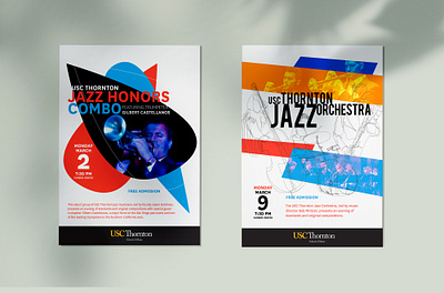 USC Thornton Jazz Concert Posters color concert concert flyer concert poster concerts design graphic design illustration jazz marketing design music orchestra poster print shape elements shapes sketch trumpet typography usc thornton