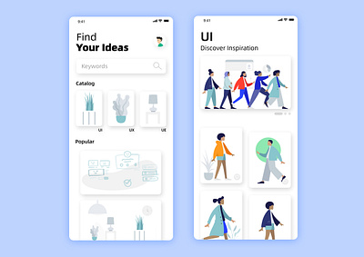 Design Inspiration App app catalog clean design illustration ui ux