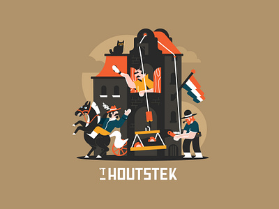 Houtstek 2 illustration poster typography vector wood