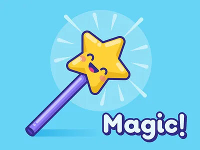 Magic! cute illustration kawaii magic magic wand star vector