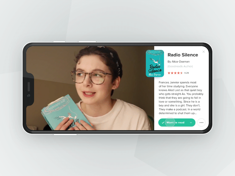 Goodreads Panel for YouTube add book booktube clean concept goodreads minimal mobile panel reading to be read ui ux video youtube