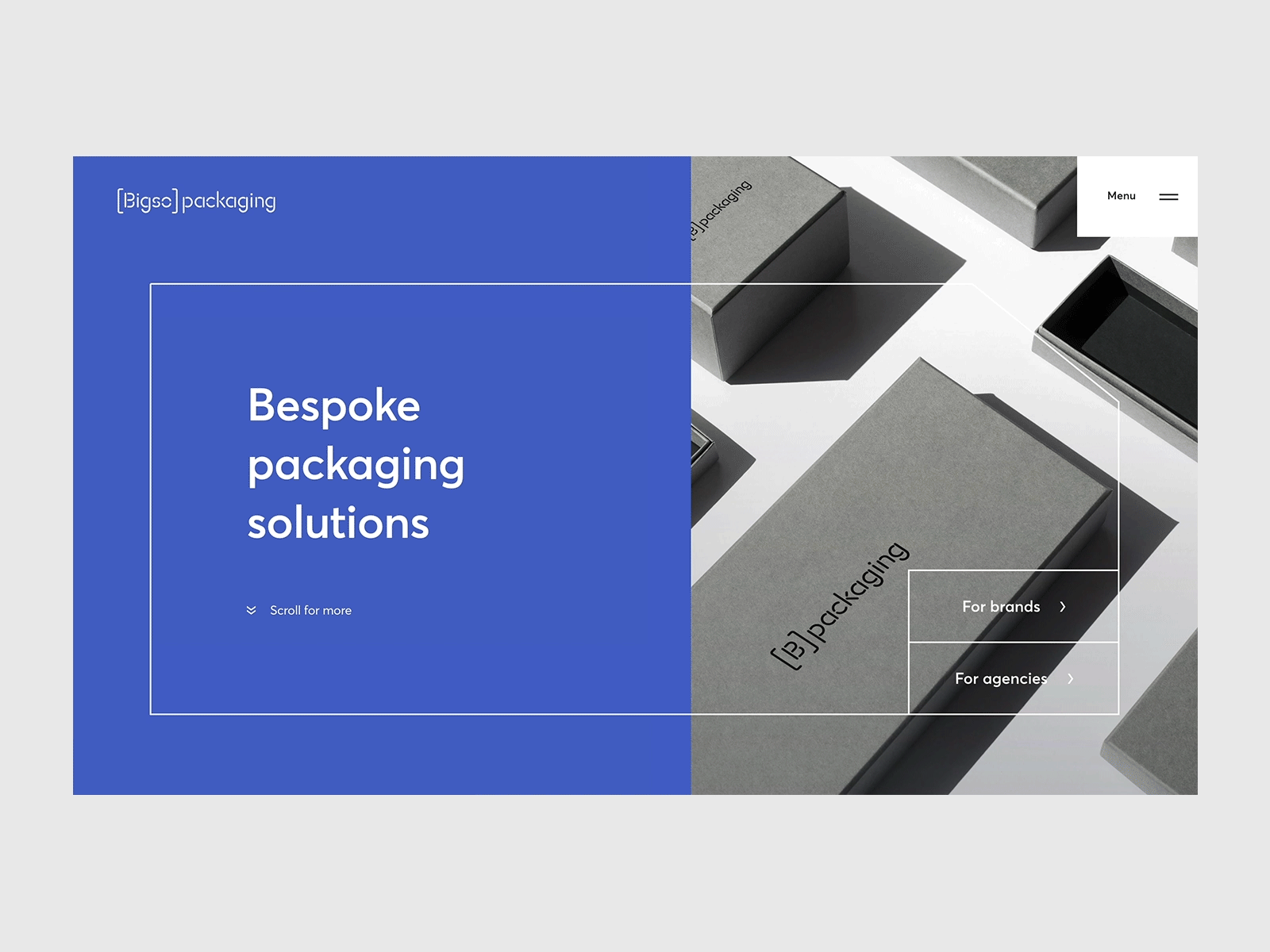 Bigso packaging website animation hero ui website