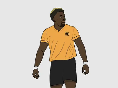 Adama Traoré design football footballer illustration line art premiere league soccer vector wolves