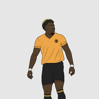 Adama Traoré design football footballer illustration line art premiere league soccer vector wolves