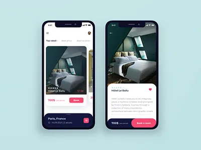 Hotel booking app concept app design flat minimal ui ux