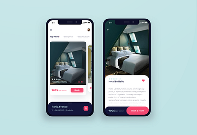 Hotel booking app concept app design flat minimal ui ux