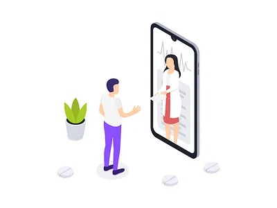 Telemedicine doctor download free illustration isometric medicine patient svg telemedicine vector