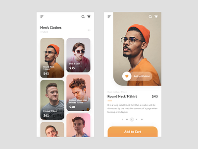 eCommerce Mobile App app cart clothes ecommerce mens shop style tshirt wishlist