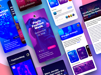 Fashion eMag App iOS 1 4 app app design blue branding clean clean design colors discover fashion graphics interface ios iphonex product purple sketch ui uidesign uiux ux