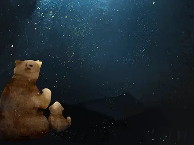 watching the galaxy bear buddy dad galaxy illustration mom son stars takecare vector watching
