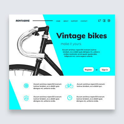 Bike Rent - Website design graphicdesign indesign template typography webdesign website website design